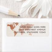 Copper Terracotta Tan Wereldkaart Return Address Etiket (Insitu)