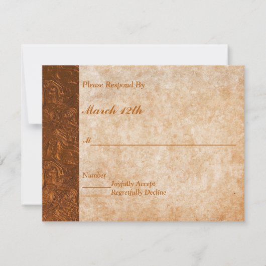 Copper Textkued Kijk Wedding Party RSVP Kaart (Voorkant)