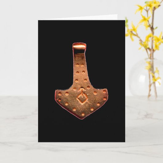 Copper Thor Hammer black greeting card Kaart (Gele Bloem)