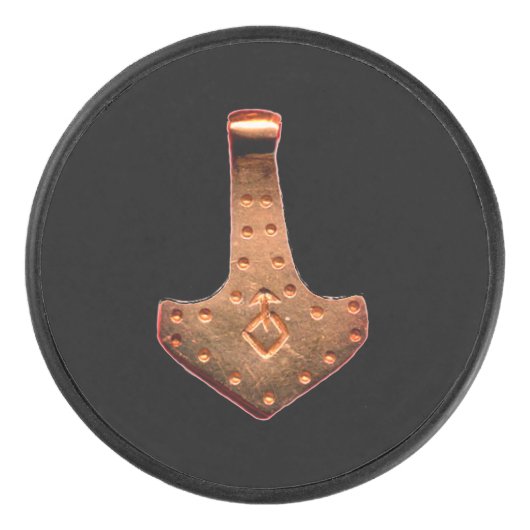 Copper Thor Hammer zwarte hockey puck (Voorkant)