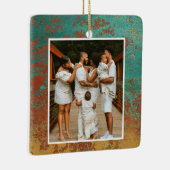 Copper Turquoise Family Photo Monogram Initiaal Keramisch Ornament (Rechts)