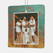 Copper Turquoise Family Photo Monogram Initiaal Keramisch Ornament (Links)