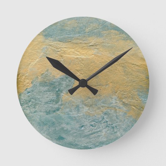 Copper Turquoise Faux Finish Ronde Klok (Voorkant)