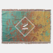 Copper Turquoise Metallic Texture Monogram Initiaa Deken (Voorkant)