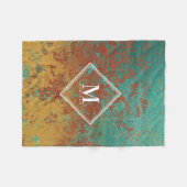 Copper Turquoise Metallic Texture Monogram Initiaa Fleece Deken (Voorkant (Horizontaal))