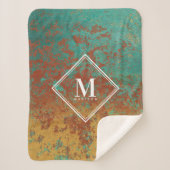 Copper Turquoise Metallic Texture Monogram Initiaa Sherpa Deken (Voorkant)
