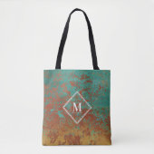Copper Turquoise Metallic Texture Monogram Tote Bag (Voorkant)