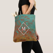 Copper Turquoise Metallic Texture Monogram Tote Bag (Dichtbij)