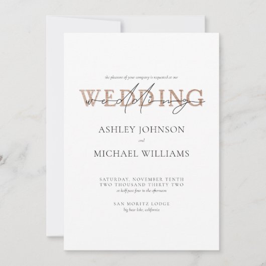 COPPER TYPOGRAPHY Hand Lettered Script Wedding Kaart (Voorkant)