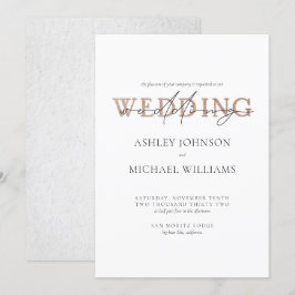 COPPER TYPOGRAPHY Hand Lettered Script Wedding Kaart