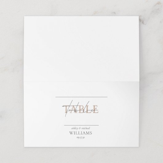 COPPER TYPOGRAPHY Hand Lettered Script Wedding Plaatskaartje (Buitenkant ongevouwen)