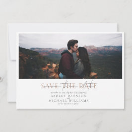COPPER TYPOGRAPHY Photo Weddenschap Save the Date Kaart