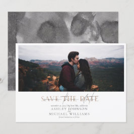 COPPER TYPOGRAPHY Photo Weddenschap Save the Date Kaart