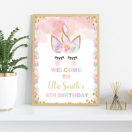 Copper Unicorn Birthday Welkomstsignalen Poster