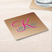 Copper Wedding Monogram Kartonnen Onderzetters (Schuin)