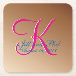 Copper Wedding Monogram Kartonnen Onderzetters