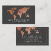 Copper Wereldkaart Professional International Reis Visitekaartje (Voorkant / Achterkant)