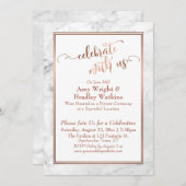Copper White Marble Celebrate met Us Wedding Fun Kaart (Voorkant / Achterkant)
