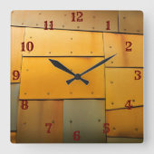 Copperbrass Sheet Metal Abstract Vierkante Klok (Voorkant)