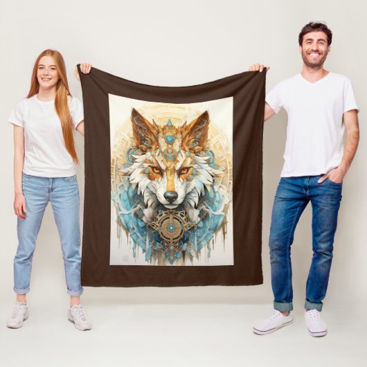 Copperfur Steampunk Wolf Fleece Deken (In situ)