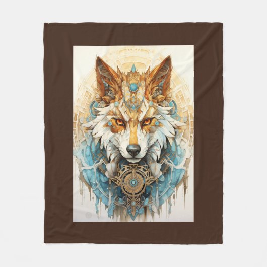 Copperfur Steampunk Wolf Fleece Deken (Voorkant)
