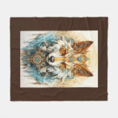 Copperfur Steampunk Wolf Fleece Deken (Voorkant (Horizontaal))