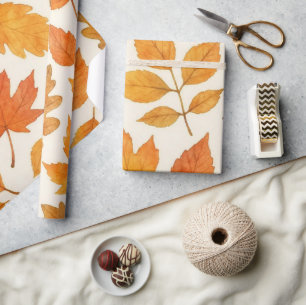 Copperleaf Waterverf Herfstbladeren Cadeaupapier