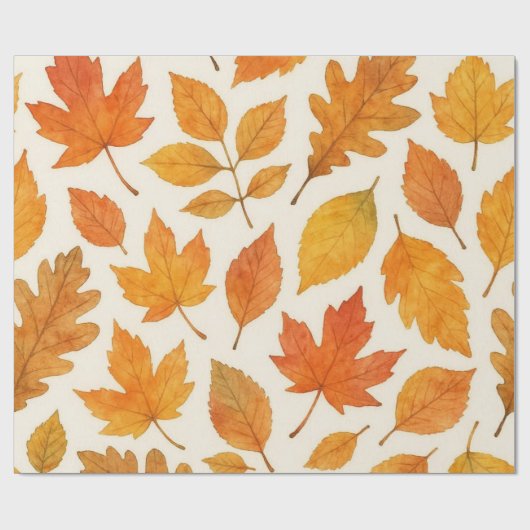 Copperleaf Waterverf Herfstbladeren Cadeaupapier (Vlak)