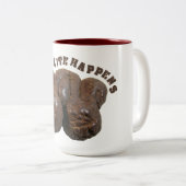 Coproliet gebeurt dinosaurus tweekleurige koffiemok (Voorkant rechts)