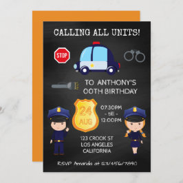 Cops en Robbers Birthday Chalkboard Kaart