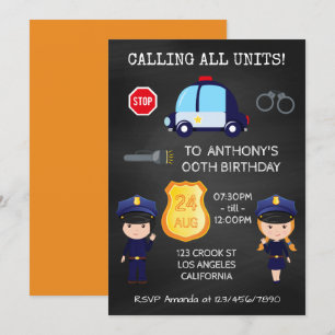 Cops en Robbers Birthday Chalkboard Kaart