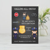Cops en Robbers Birthday Chalkboard Kaart (Staand voorkant)