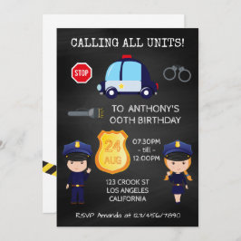 Cops en Robbers Birthday Chalkboard voegen foto to Kaart