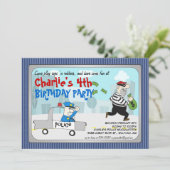 Cops n Robbers Cartoon Party Invitation Kaart (Staand voorkant)