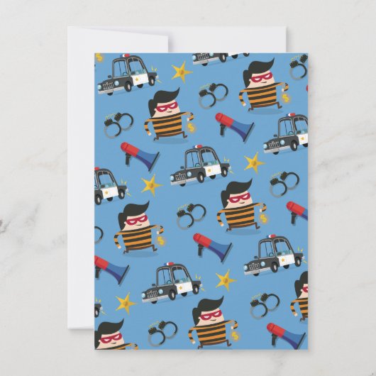 Cops & Robbers Birthday Party Invitation Kaart (Achterkant)