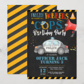 Cops & Robbers Birthday Party Invitation Kaart (Voorkant / Achterkant)