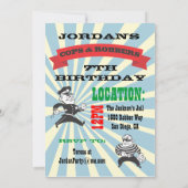 Cops & Robbers Birthday Party Invitation Kaart (Achterkant)