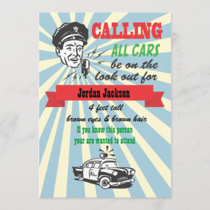 Cops & Robbers Birthday Party Invitation Kaart