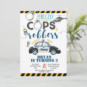 Cops & Robbers Birthday Party Invitation Kaart (Staand voorkant)