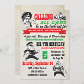 Cops & Robbers Birthday Party Invitation Kaart (Voorkant / Achterkant)