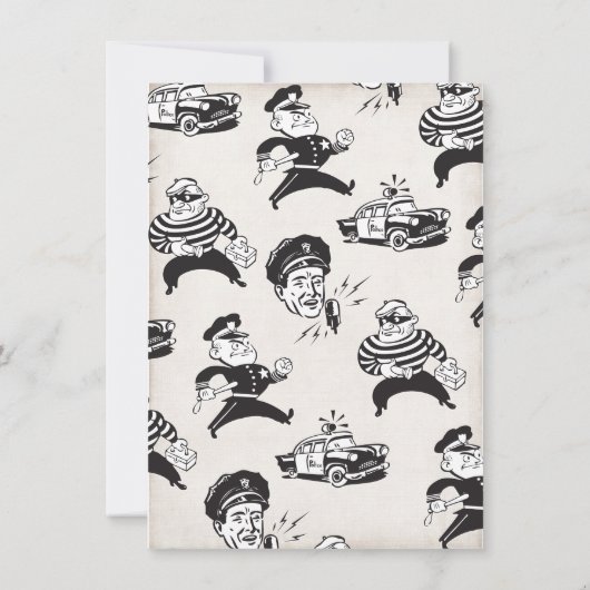 Cops & Robbers Birthday Party Invitation Kaart (Achterkant)