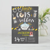 Cops & Robbers Birthday Party Invitation Kaart (Staand voorkant)