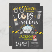 Cops & Robbers Birthday Party Invitation Kaart (Voorkant / Achterkant)