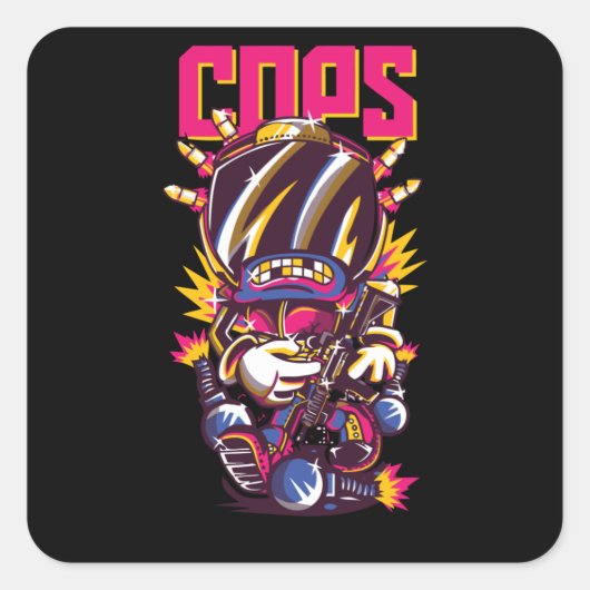 Cops Vierkante Sticker (Voorkant)