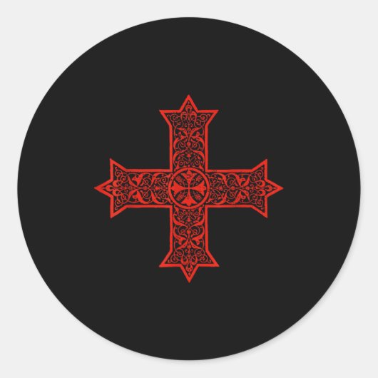 Coptic Cross Coptic Orthodox Church Eastern Christ Ronde Sticker (Voorkant)