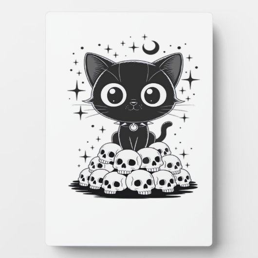 Copy of Cat Skulls Creepy Cute Kitty Goth Black Al Fotoplaat (voorkant)