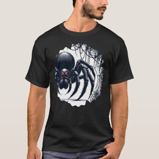 Copy of Creepy Black Spider Gothic Design T-shirt (Voorkant)
