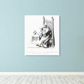 Copyist die op een blad van Vellum schrijft Canvas Afdruk (Insitu (Houten vloer))