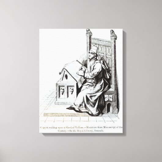 Copyist die op een blad van Vellum schrijft Canvas Afdruk (Voorkant)