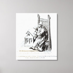 Copyist die op een blad van Vellum schrijft Canvas Afdruk